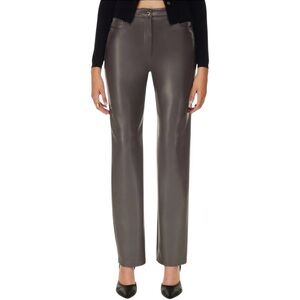 Aritzia Wilfred The Melina Vegan Leather High Rise Straight Grey Size 10